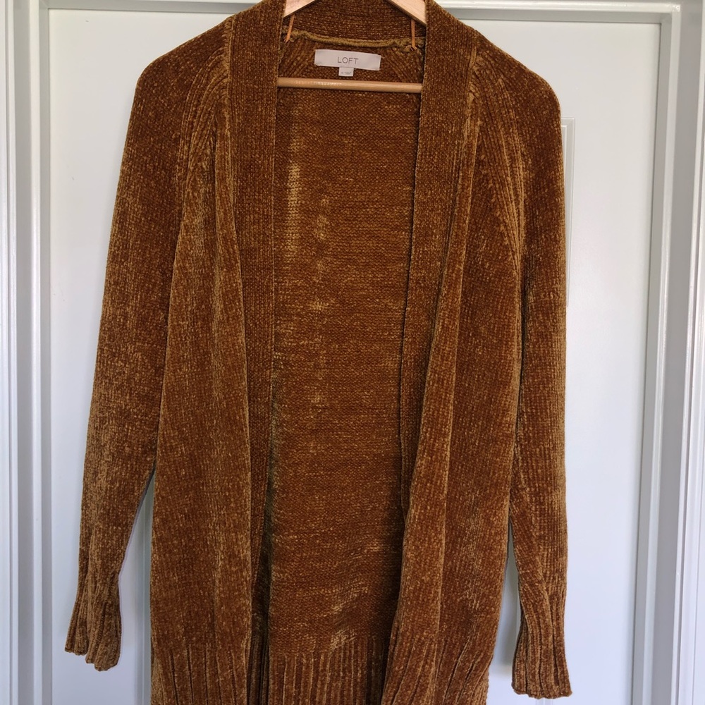 Loft mustard chenille cardigan